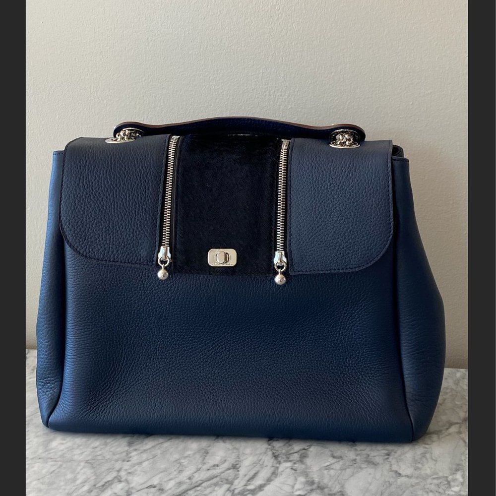Lolo Chatenay Navy Leather Satchel